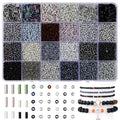 LAIDANLA 7500pcs Black Glass Seed & Bugle Tube Beads Kit for Jewelry Making - color: Black