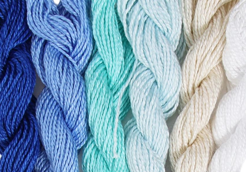 KCS 162 Yards(150 Meters) Mercerized Pearl Cotton Crochet Needlepoint Thread,Size 5,6 skeins,Mixed Color 21 - color: 6color21, size: 6 skeins