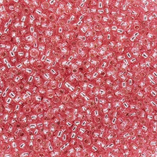 John Bead 24g Vial Czech Glass Seed Beads 10/0 Rose Silver Lined Beads for Jewelry Making Crafts - color: Rose Silver Lined