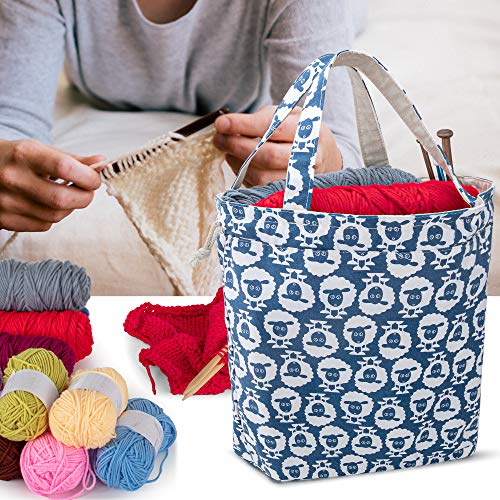 Teamoy Knitting Bag Tote, Yarn Storage Crochet Bag Organizer, Sheep - color: Sheep