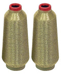 2 Huge Spools Metallic Embroidery Machine Thread White Gold - color: White Gold