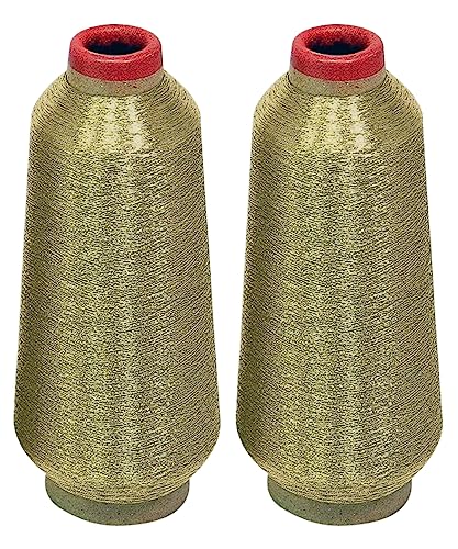 2 Huge Spools Metallic Embroidery Machine Thread White Gold - color: White Gold