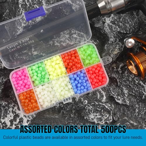 Fishing Beads Assortment Kit, 1000pcs 5mm Round Plastic Fishing Line Beads