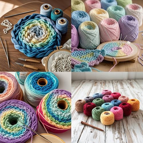 16 Rolls of Colorful Cotton Thread Ball Crochet Embroidery Rainbow Color Sewing Thread for Cross Stitch Crafts(Style 1) - color: Style 1