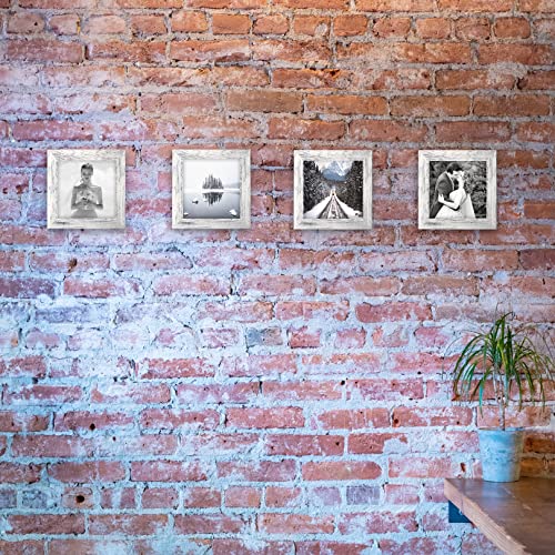 TOFOREVO 4x4 Picture Frames Set of 4, Distressed White - color: Distressed White, size: 4x4