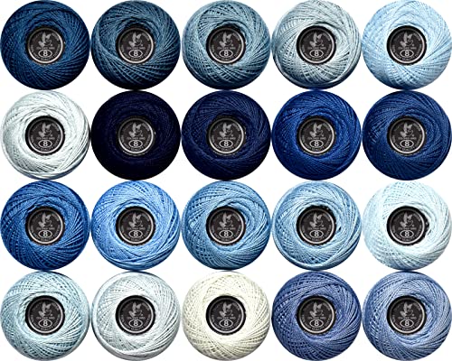 Soft 20 Colors Classic Crochet Thread 20 Pack,100% Cotton (Grey Blue-160-3750) - color: Grey Blue Series