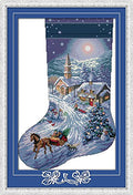 Howie's Needlepoint Cross Stitch Kits, 14CT Pre-Printed Pattern Needlepoint Kits, Full Range of Stamped Starter Kits (Christmas Stocking 1, 14.6 x 21.7 Inch) - color: Christmas Stocking 1