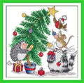 Printed Cross Stitch Kits 11CT 14X14 inch 100% Cotton Holiday Gift DIY Embroidery Starter Kits Easy Patterns Embroidery for Adults Crafts DMC Stamped Cross-Stitch Supplies Needlework Christmas Tree - color: Stamped 10.2×10.2 inch