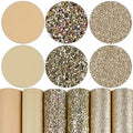 Litchi 6 Pack 8x12 Inch Faux Leather Sheets for Bow Earring, Easy to Cut Vinyl Fabric for Cricut, Durable Fade Resistant Leatherette Without Smell, Gold Series - color: Champagne Gold