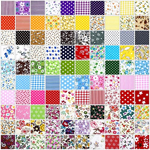 Tudomro 300 Pieces Cotton Fabric Squares 4x4 Inch Precut Quilting Squares