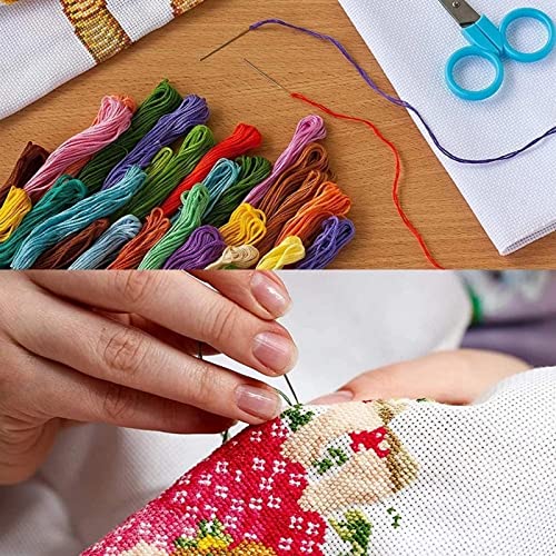 Disnesart Cross Stitch Stamped Full Embroidery Kits DIY 11CT Cotton Thread Printed DIY Needlepoint Kits Craft Needlework Set Cross-Stitch Stamped Sets-Water Fire Dragon Landscape 16x20 inch - color: Stylepattern03
