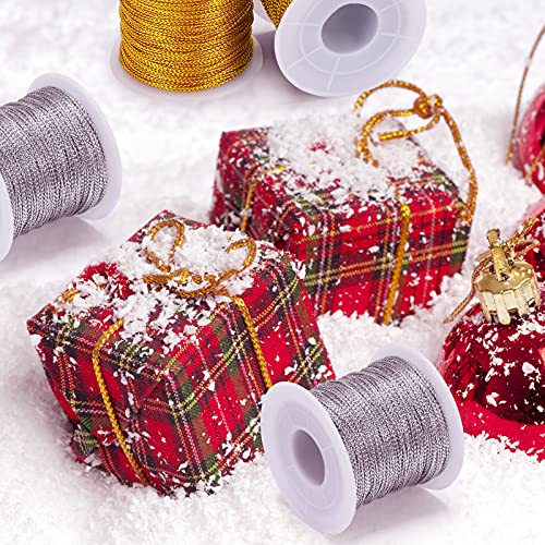 Shappy 440yards x 1mm Metallic Cord Tinsel Rope, Metallic Gold Silver - color: Metallic Gold Silver