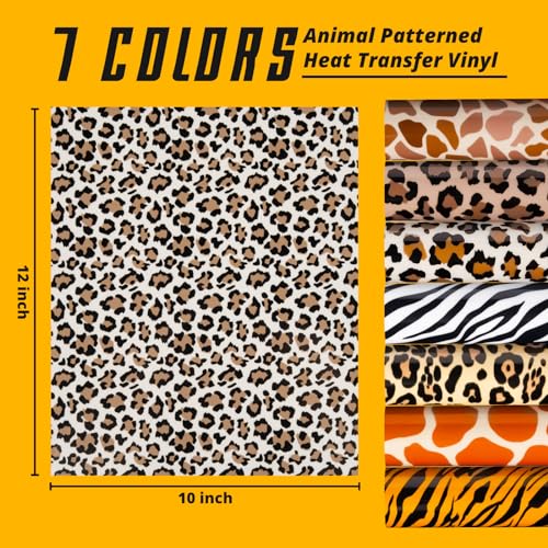 HTVRONT Leopard Heat Transfer Vinyl, 8Pc Leopard Iron on Vinyl for T-Shirts - color: B-Rainbow White Glitter