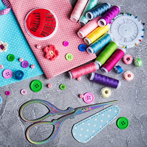 Sharp 3.6 inch Embroidery Scissors for Sewing, Crafting, Leather Sheath - color: Colorful