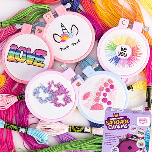 CRAFTILOO Embroidery Kit for Kids - 5 Stamped Beginner Needlepoint Projects - color: 5 Embroidery kit
