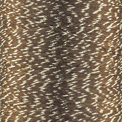 YarnArt Camellia Metallic Shimmer Fine Yarn – Polyester & Metallic Thread for Crochet, Embroidery & Jewelry Making – 20g & 50g Skeins, 192m (Brown Gold, 50g Skein) - color: Brown Gold, size: 50g Skein