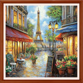 Redxing Counted Cross Stitch Kit for Beginners,Unprinted Needlepoint Kits for Beginners Cross Stitching Embroidery Kit 11CT Stitches kit-Street Tower 18x18 inch - color: Setpattern08