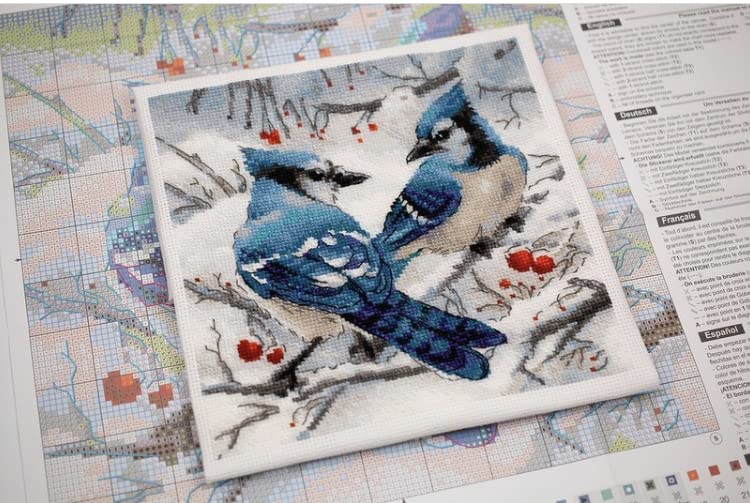 RIOLIS 1925 Blue Jays Counted Cross Stitch Kit 7.75 x 7.75 in - style: Blue Jays 1925