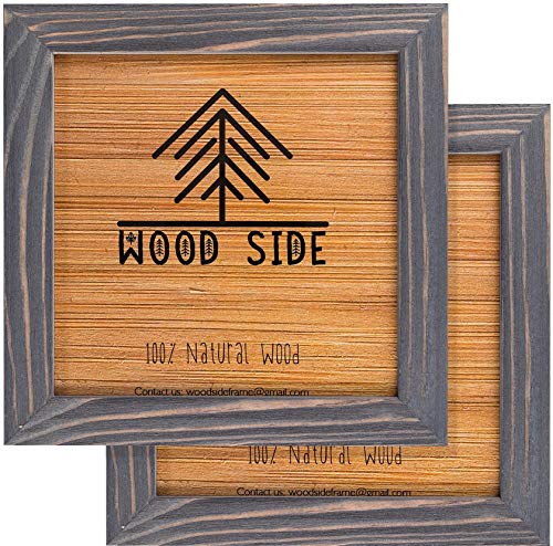 Rustic Wooden Square Picture Frames 8x8 - Set of 2-100% Natural Eco Washed Wood with Real Glass for Wall Mounting and Tabletop Photo Frame - Grey - color: Grey