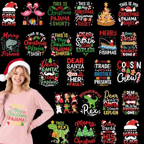 Dazoratix Christmas Iron on Transfers - 24 Sheets Funny DTF Ready to Press - style: Funny Christmas
