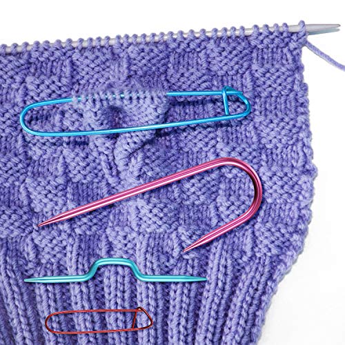 WILLBOND 9 Pcs Cable Stitch Holders Aluminum Knitting Needles