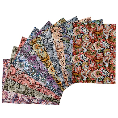 10" 50pcs Cotton Fabric Squares for Sewing Quilting Supplies- Dark Paisley - color: Dark Paisley, size: 50 PCS 10"x10"