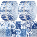 Hosuly 40 Pcs Chinoiserie Porcelain Fabric Jelly Cotton Quilting Strip Roll - color: Blue and White Porcelain
