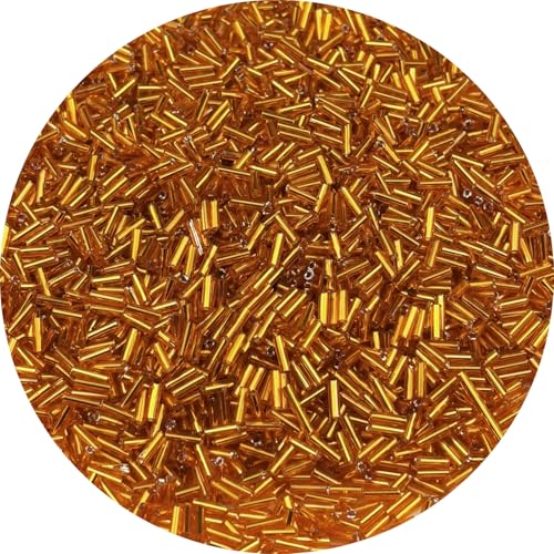 90g Glass Bugle Beads 7x2mm Embroidery Tube Glass Spacer Bulk Small Craft Long Beads for Necklaces Bracelets Earrings DIY Jewelry Making(Orange) - color: Orange