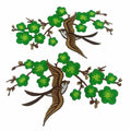 1pair Quince Sakura Flower Embroidery Iron On Applique Patches (Green) - color: Green