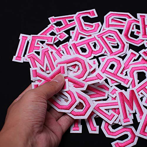 J.CARP 104Pcs Pink Alphabet A to Z Patches, Iron on Sew on Letters for Clothing, Hats, Shoes, Backpacks, Handbags, Jeans, Jackets etc. - color: 104pcs, Pink