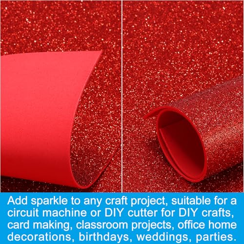 PATIKIL Red Shiny EVA Glitter Foam Sheet 11.8 x 7.9 Inch 2mm Thick Sparkle EVA Glitter Felt for Crafts DIY Project, 5 Pcs - color: Red