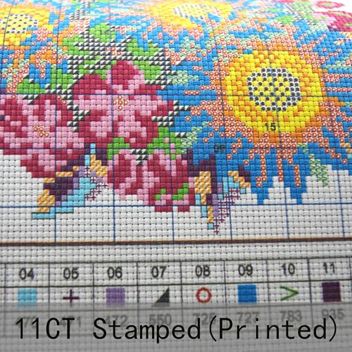 JOYSEWING Sleeping Cat Stamped Cross Stitch Kits,Animals Counted Cross-Stitch Needlepoint Kits for Beginners,Embroidery Kit Arts and Crafts Home Decor (Lovely Lazy cat(11CT) 14.96 ×15.35 inch) - color: Lovely lazy cat(11CT) 14.96 ×15.35 inch