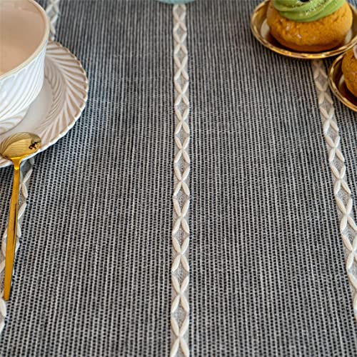 Rustic Small Square Tablecloths Linen Wrinkle Free Table Cloth Washable Farmhouse Embroidery Tablecloth for Indoor Outdoor End Coffee Tea Table Home Christmas Decoration Square Grey 36X36 Inches - color: Grey Striped-a
