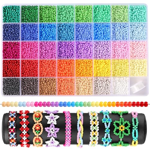 3mm Seed Beads Uniform, Funtopia 39 Colors Small Beads for Jewelry Making - color: Uniform Solid Color, size: 3mm