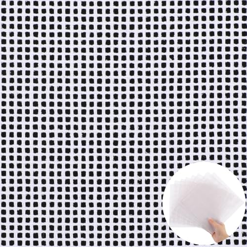 Knitgrip 8 Pack 8 x 8 Inches Needlepoint Canvas 10 Mesh Blank White Canvas Pure Cotton Needlepoint Mesh Twist Interlock for Embroidery DIY Knit Crochet Projects Make Dividers - size: 8 x 8 Inches