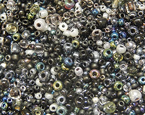 Perlin Glass Seed Beads 2mm 3mm 4mm Round Pony Beads Pack of 3000 Mixed Size, Colour Mix for Jewelry Making Earrings Bracelets Pendants Waist DIY Handmade (Black) - color: Black