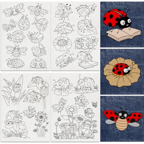 30Pcs Ladybug Water Soluble Hand Sewing Stabilizers - style: Ladybug