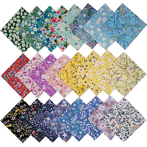 8"x8" 25pcs Cotton Fabric Squares for Sewing Quilting Supplies-Floral - color: Floral, size: 25 PCS 8"x8"