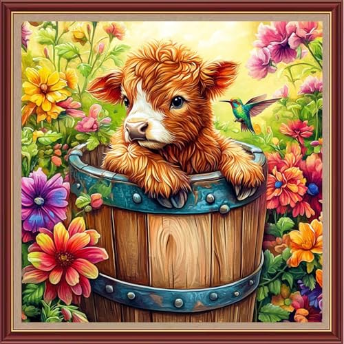 Dooxvey Cross Stitch Kits for Adults Beginners,Full Range of Cross-Stitch Stamped Kits Needlepoint Kits for Beginners Embroidery Kits 11CT Cross Stitch Patterns-Colorful Flower Calf 18x18 inch - color: Magicolor08