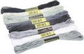 8Pcs 7.5m Multicolor Cotton Stitch Embroidery Thread Floss DIY Friendship Bracelets Floss Craft Sewing Skeins Grey Black White Fashion Embroidery Floss for Arts, Crafts and Sewing