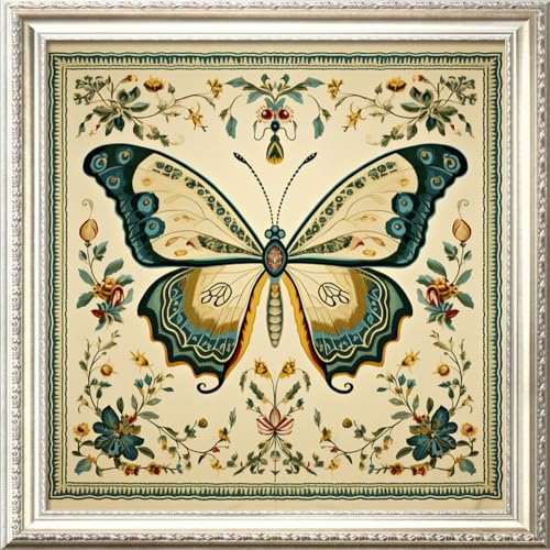 Leczany Cross Stitch Stamped Kit for Adults - Butterfly | DIY Embroidery Starter Patterns Craft Kit Needlepoint for Beginner | 11CT, 3 Strands | 17.2x17.2 inches - color: 11CT Stamped kits, Butterfly 17.2x17.2 inches