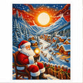 Zhenqing Christmas Santa Snowy Village Stamped Cross Stitch Kit for Beginners, 11CT Printed 28 x 38 cm Santa Claus Reindeer Moonlit Winter Landscape DIY Embroidery Set, No Hoop Needed - color: Santa’s Moonlit Snow Village