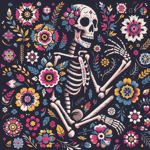 5D Flower Diamond Painting Kits for Adults, Floral Skull Diamond Art Kits - color: KM1187-1
