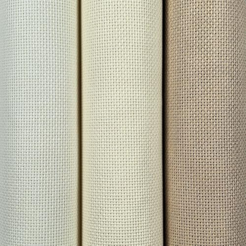 KCS 3 pc of 15" x 18"(38cmx45cm) 18 Count Cross Stitch Cotton Aida Cloth Needlework Rolled Fabric Box,18CT,Antique White +Cream+Khaki - color: Antique White +Cream+khaki, size: 18CT