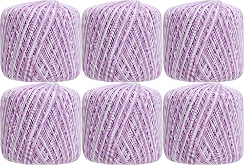 ThreadArt 100% Cotton Crochet Thread Size 10, Variegated Lavenders - color: VARIEGATED LAVENDERS, size: SIZE 10 - 6 PACK