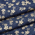MAYJOYDIY 1 Yard 59 Inch Blue Japanese Cotton Fabric Sakura Quilting Bundles Gold Cherry Blossoms and Waves Print for Sewing Clothing Bag Tablecloth Sofa Pillow DIY Craft - color: Blue
