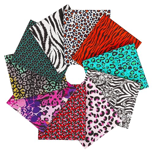 Craftido -25 Options- 100% Cotton Quilting Fabric Bundles 10pcs Fat Quarters 18”x21”-Medium Weight 5.2 oz- Soft Cotton for Quilting, Sewing Project, Patchwork, DIY Crafts – Fancy Animal - color: Fancy Animal