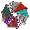 Craftido -25 Options- 100% Cotton Quilting Fabric Bundles 10pcs Fat Quarters 18”x21”-Medium Weight 5.2 oz- Soft Cotton for Quilting, Sewing Project, Patchwork, DIY Crafts – Fancy Animal - color: Fancy Animal