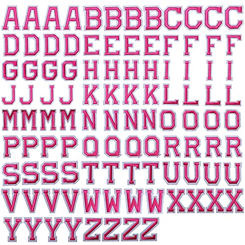 J.CARP 104Pcs Pink Alphabet A to Z Patches, Iron on Sew on Letters for Clothing, Hats, Shoes, Backpacks, Handbags, Jeans, Jackets etc. - color: 104pcs, Pink