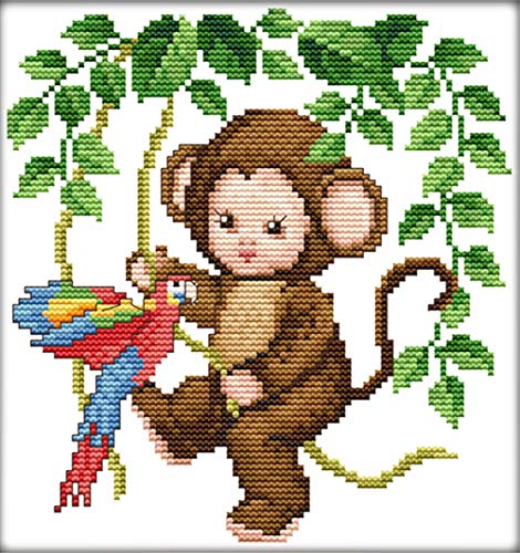 CaptainCrafts Cross Stitch Kits for Adults Stamped 11CT Monkey Pattern - color: Baby Monkey, size: Stamped